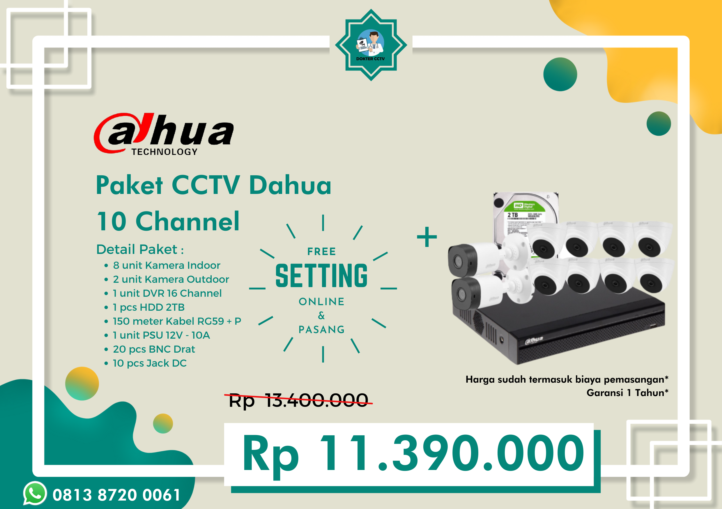 Paket CCTV Dahua 10 Channel