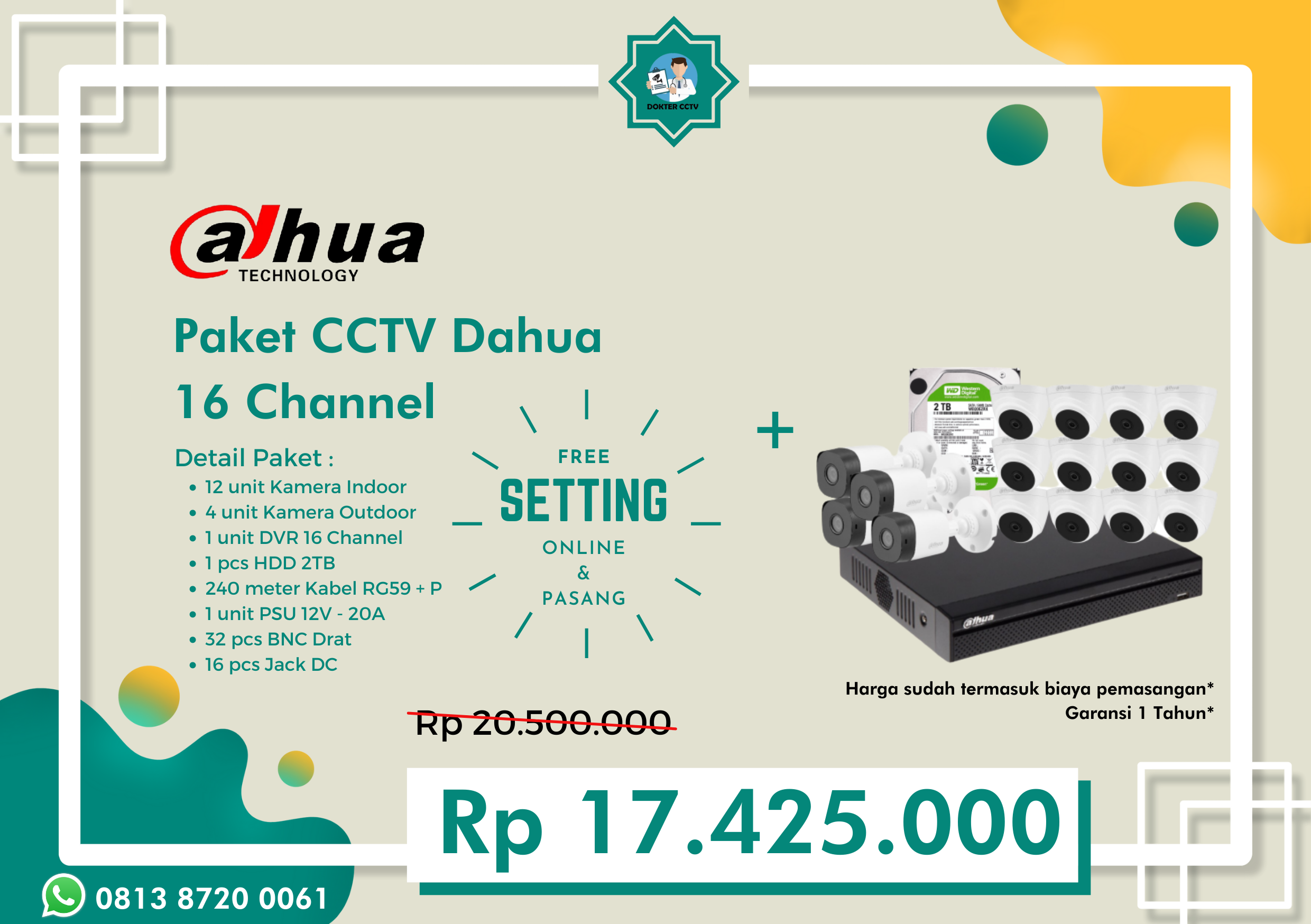 Paket CCTV Dahua 16 Channel