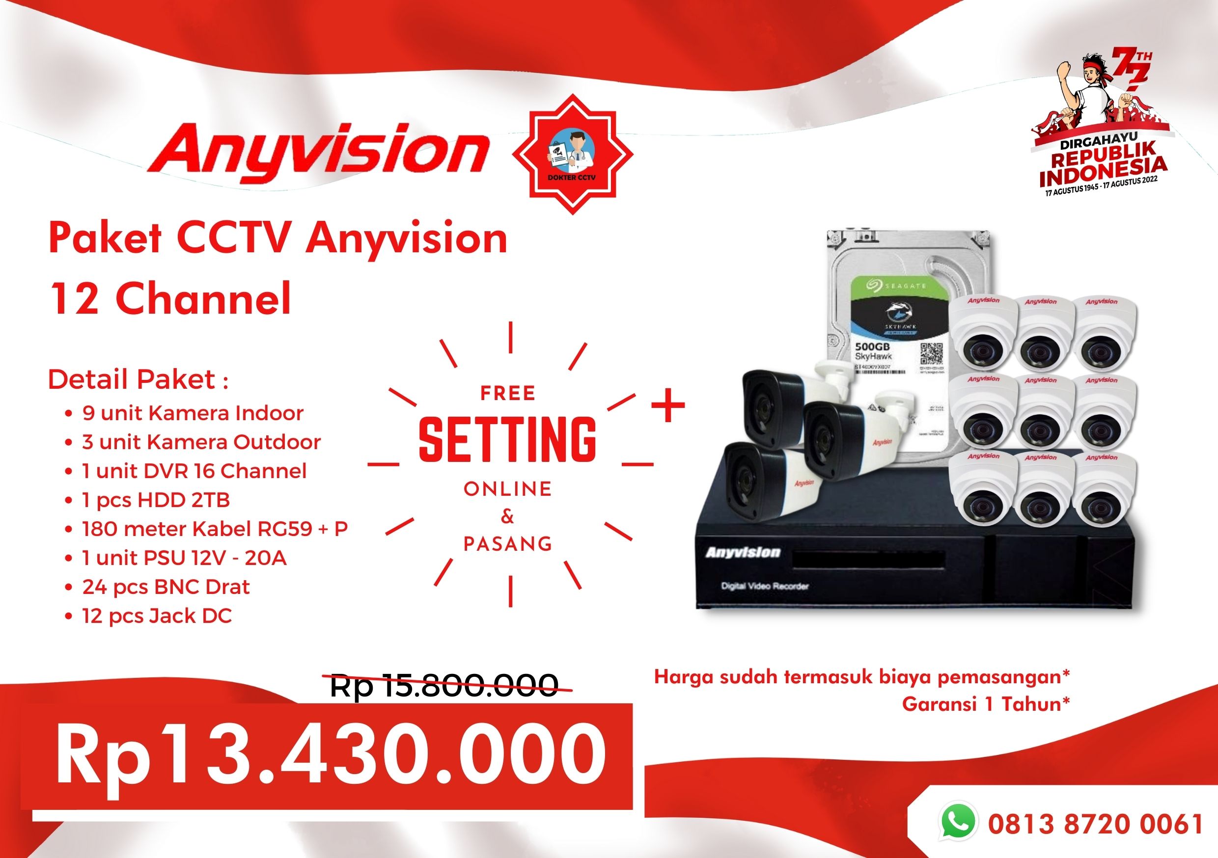 Paket CCTV Anyvision 12  Channel