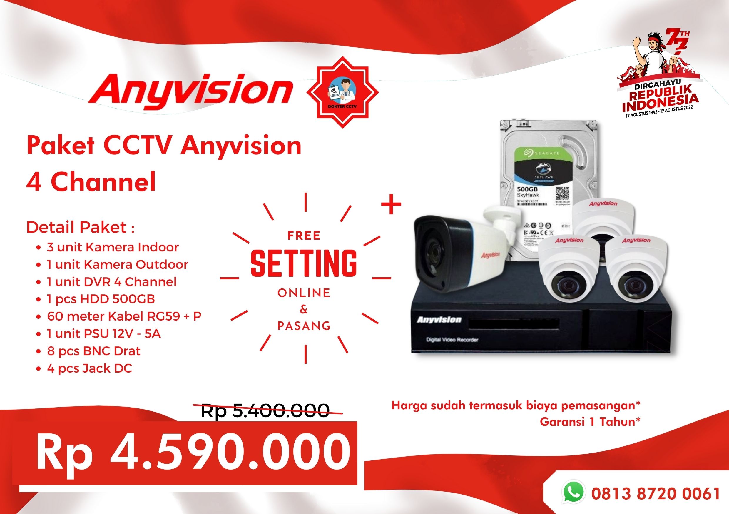 Paket CCTV Anyvision 4 Channel 