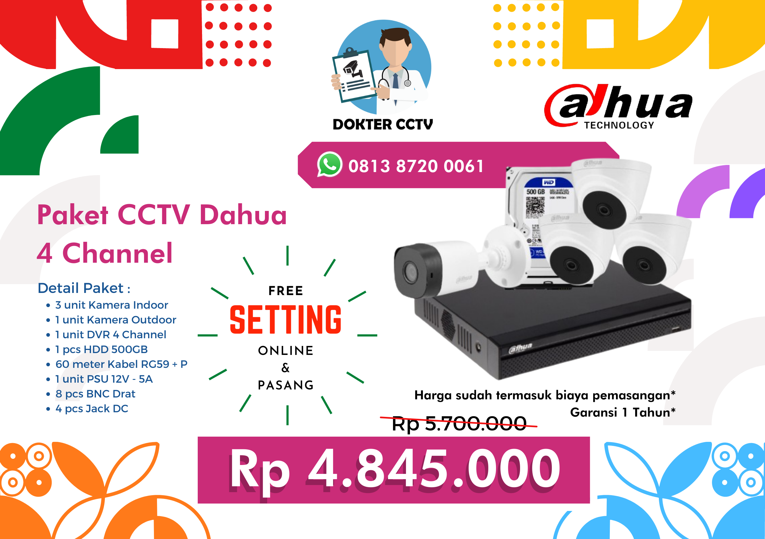 Paket CCTV Dahua 4 Channel