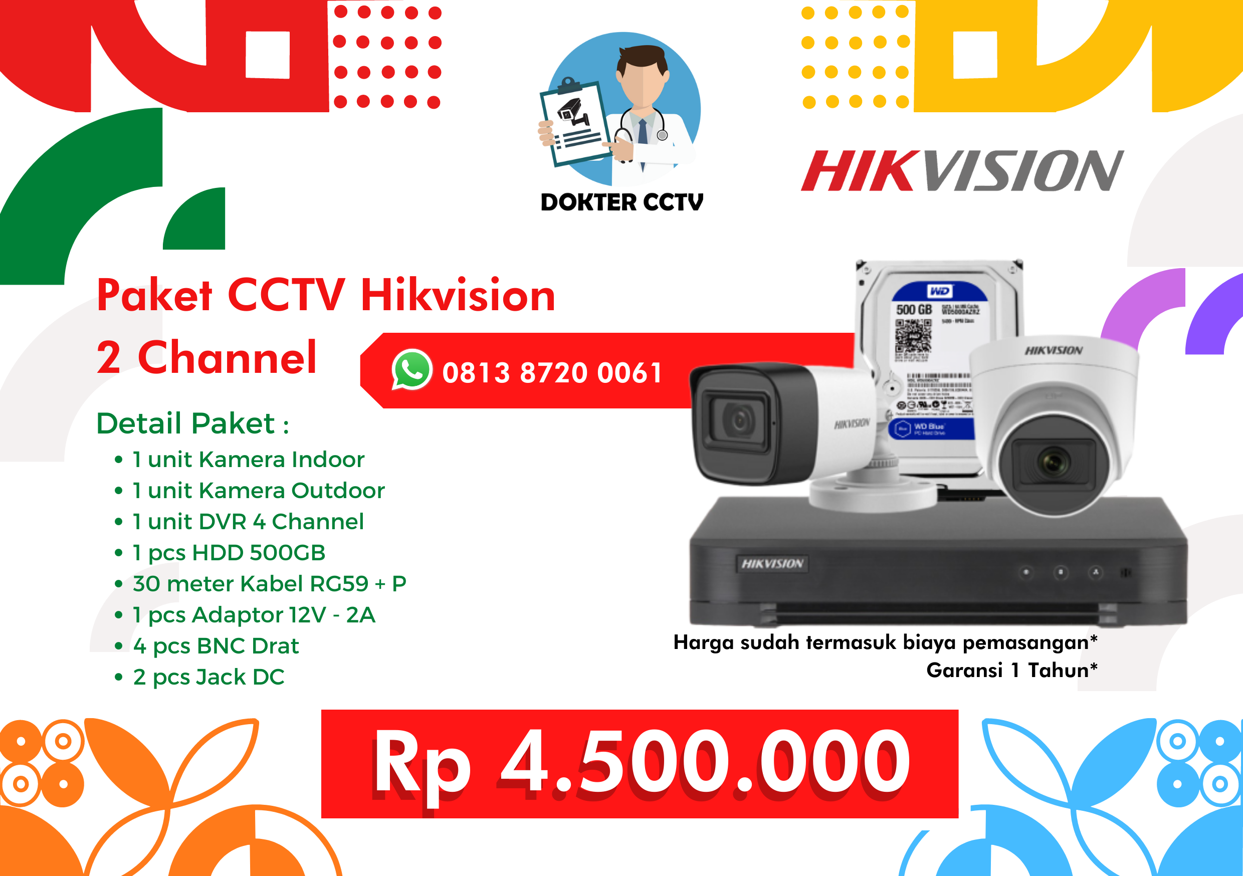 Paket CCTV Hikvision 2 Channel