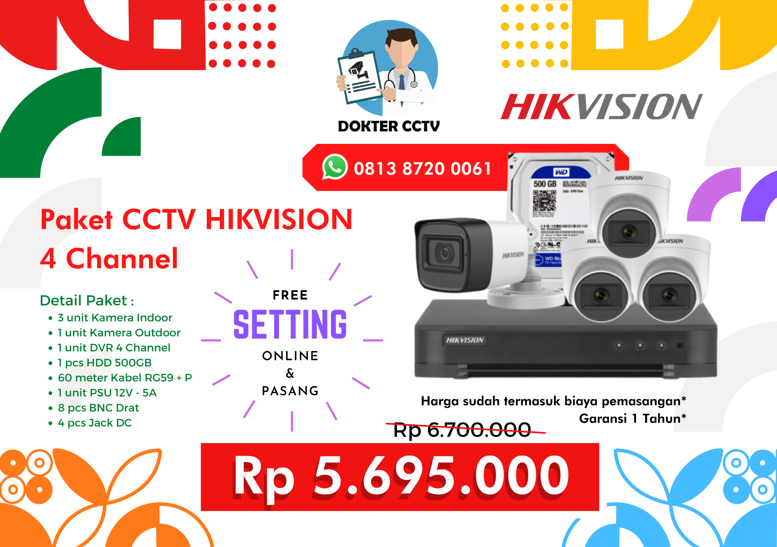 Paket CCTV Hikvision 4 Channel